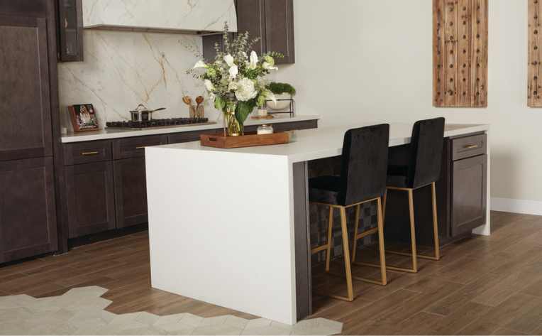 mixed hardwood and tile flooring in kitchen 