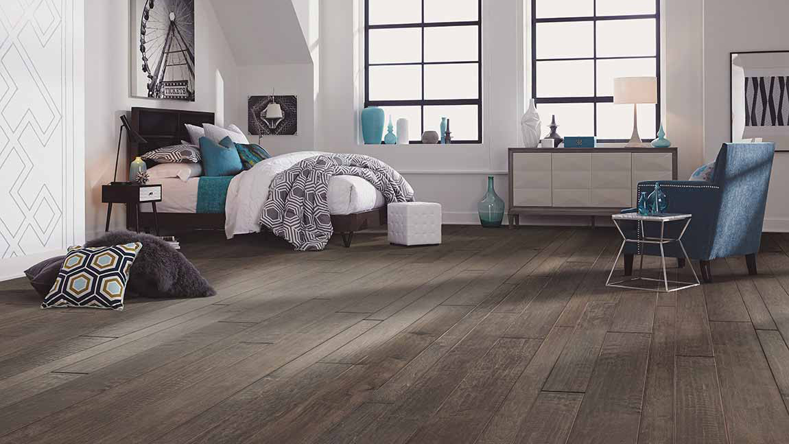 Hardwood Flooring in a Bedroom, installation services available.