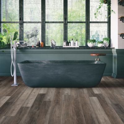 luxury vinyl plank flooring in a Schenectady bathroom 